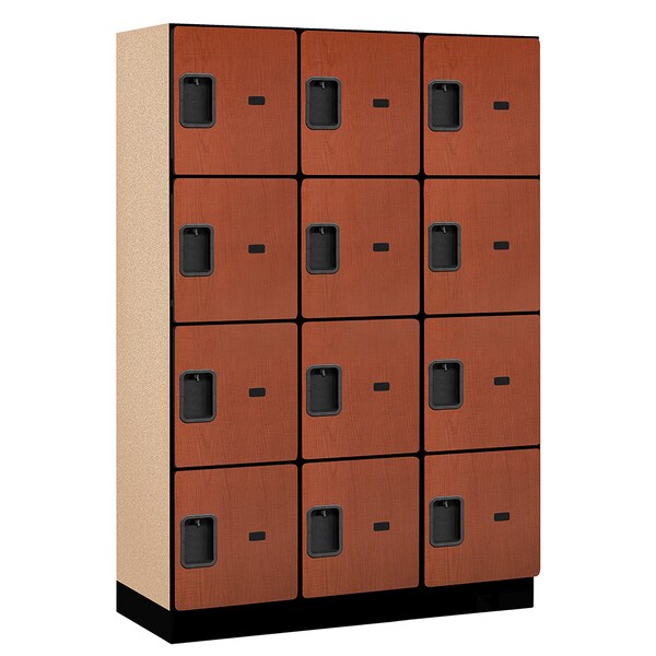 4 Tier Designer Locker, 54"Wx76"Hx18"D, 12 Door, Cherry